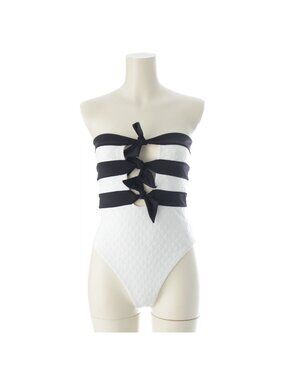 Chanel Swimwear Swimsuit Black White 34